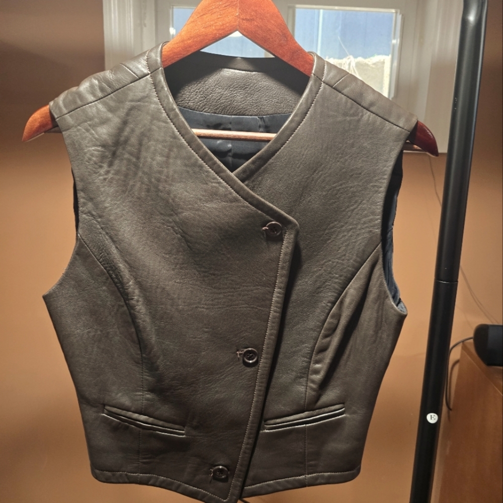 Brown Fitted Leather Vest